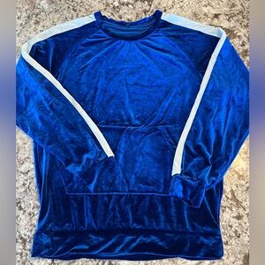 XXL NEW Royal Blue Pocket Sweatshirt Velvet Plus Size Womens Fall Winter Long Sl